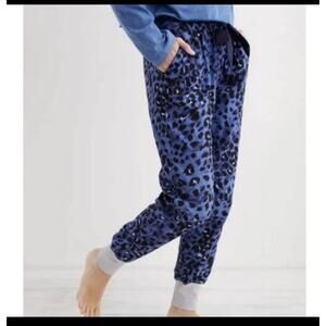 Aerie Blue Leopard Print Jogger Pajama Pants - L